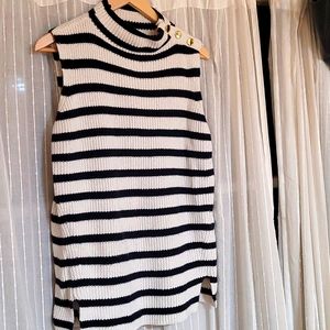 Loft L b/w striped mock tneck sweater